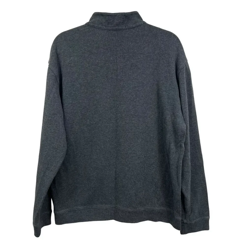 Tiger Woods Collection Mens Golf Knit Sweater Mock Neck Quarter Zip Gray Sz L*